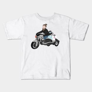 Dude on a bike with a dog Kids T-Shirt